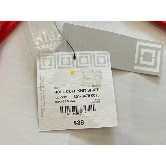NWT Liz Claiborne Cotton Blend Roll Tab Button Down Shirt in Orange Blaze, M - Picture 7 of 11